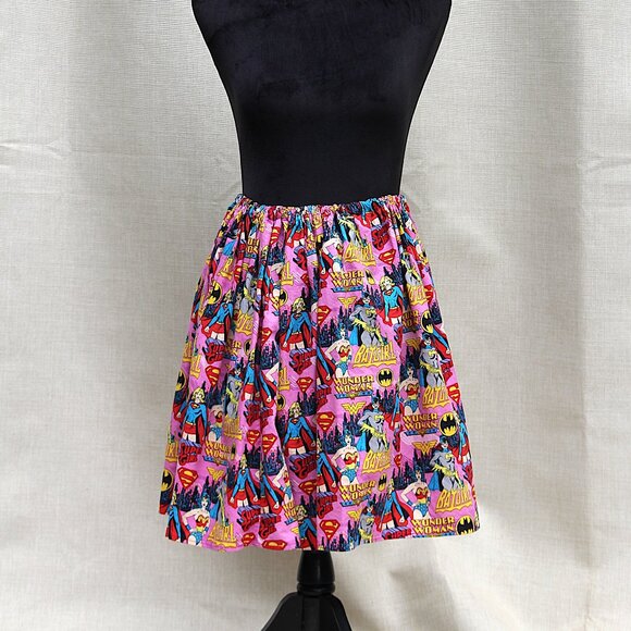 **SOLD** Batgirl, Supergirl, and Wonder Woman DC Comics Handmade Skirt - Picture 1 of 6